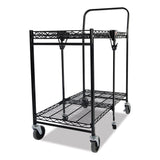 Stowaway Folding Carts, 2 Shelves, 29.63w X 37.25d X 18h, Black, 250 Lb Capacity