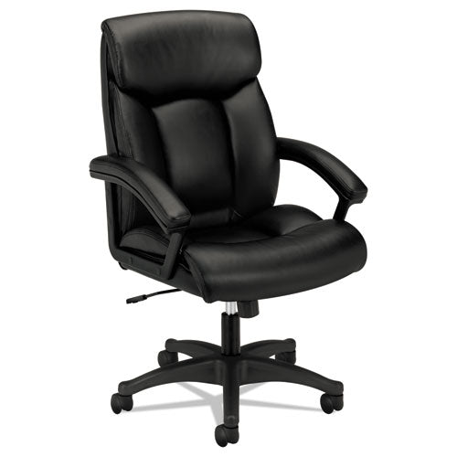 Hvl151 Executive High-back Leather Chair, Supports Up To 250 Lbs., Black Seat-black Back, Black Base