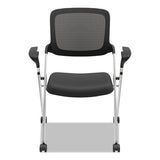 Vl314 Mesh Back Nesting Chair, Black Seat-black Back, Silver Base