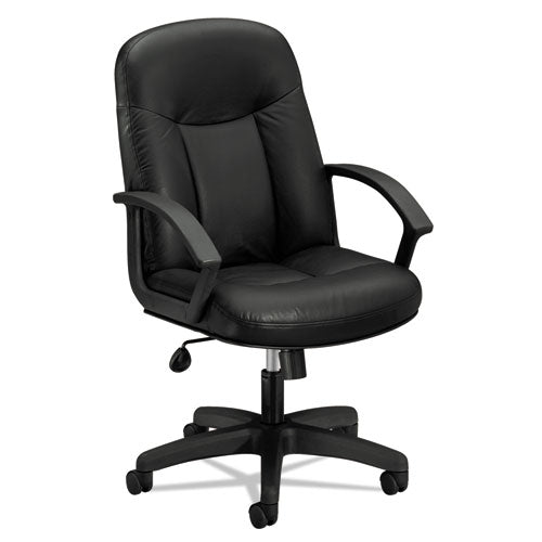 Hvl601 Series Executive High-back Leather Chair, Supports Up To 250 Lbs., Black Seat-black Back, Black Base