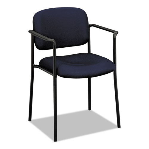 Vl616 Stacking Guest Chair With Arms, Navy Seat-navy Back, Black Base