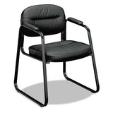 Hvl653 Leather Guest Chair, 22.25" X 23" X 32", Black Seat-black Back, Black Base