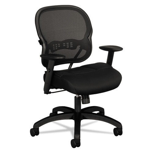 Wave Mesh Mid-back Task Chair, Supports Up To 250 Lbs., Black Seat-black Back, Black Base