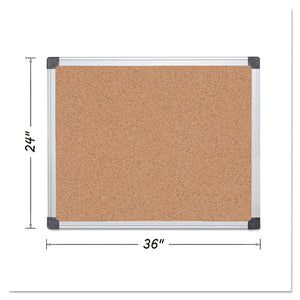 Value Cork Bulletin Board With Aluminum Frame, 24 X 36, Natural