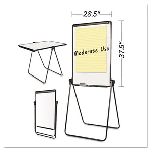 Folds-to-a-table Melamine Easel, 28 1-2 X 37 1-2, White, Steel-laminate