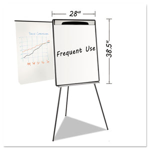 Magnetic Gold Ultra Dry Erase Tripod Easel W- Ext Arms, 32" To 72", Black-silver