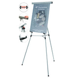 Telescoping Tripod Display Easel, Adjusts 35" To 64" High, Metal, Silver