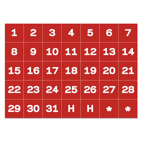 Interchangeable Magnetic Board Accessories, Calendar Dates, Red-white, 1