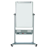 Magnetic Reversible Mobile Easel, 35 2-5w X 47 1-5h, 80"h Easel, White-silver