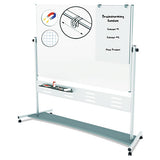 Magnetic Reversible Mobile Easel, 70 4-5w X 47 1-5h, 80"h, White-silver