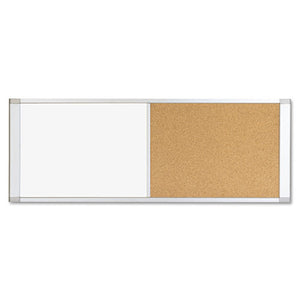 Combo Cubicle Workstation Dry Erase-cork Board, 48x18, Silver Frame