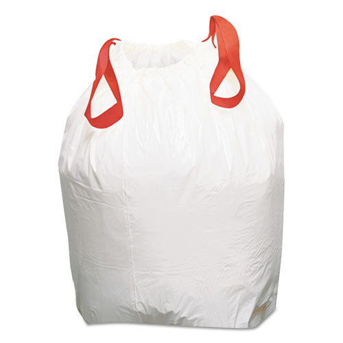 Drawstring Kitchen Bags, 13 Gal, 0.8 Mil, White, 100-carton