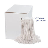 Premium Cut-end Wet Mop Heads, Cotton, 24oz, White, 12-carton