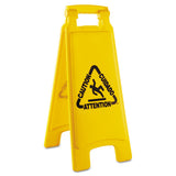 Caution Safety Sign For Wet Floors, 2-sided, Plastic, 10 X 2 X 26, Yellow