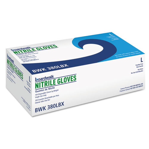 Disposable General-purpose Powder-free Nitrile Gloves, Large, Blue, 5 Mil, 100-box