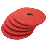 Buffing Floor Pads, 12" Diameter, Red, 5-carton