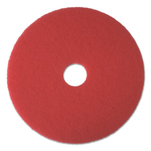 Buffing Floor Pads, 21" Diameter, Red, 5-carton