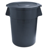 Round Waste Receptacle, Plastic, 44 Gal, Gray