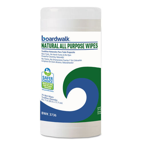 Natural All Purpose Wipes, 7 X 8, Unscented, 75-canister
