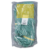 Super Loop Wet Mop Head, Cotton-synthetic Fiber, 5" Headband, Small Size, Green, 12-carton