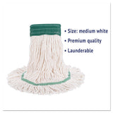 Super Loop Wet Mop Head, Cotton-synthetic Fiber, 5" Headband, Medium Size, White, 12-carton