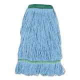 Super Loop Wet Mop Head, Cotton-synthetic Fiber, 1" Headband, Large Size, Blue, 12-carton