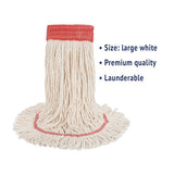 Super Loop Wet Mop Head, Cotton-synthetic Fiber, 5" Headband, Large Size, White, 12-carton