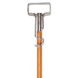 Spring Grip Metal Head Mop Handle For Most Mop Heads, 60" Wood Handle