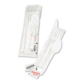 Cutlery Kit, Plastic Fork-spoon-knife-salt-polypropylene-napkin, White, 250-carton