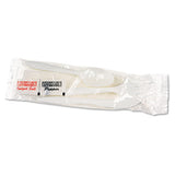 Cutlery Kit, Plastic Fork-spoon-knife-salt-polypropylene-napkin, White, 250-carton