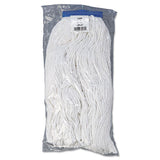 Mop Head, Economical Lie-flat Head, Rayon Fiber, 20oz, White, 12-carton