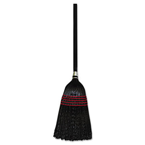 Flagged Tip Poly Bristle Janitor Brooms, 57-58-1-2", Natural-black, 12-carton