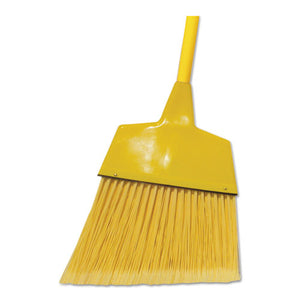 Poly Fiber Angled-head Lobby Brooms, 55", Yellow Lacquered Wood Handle, 12-carton
