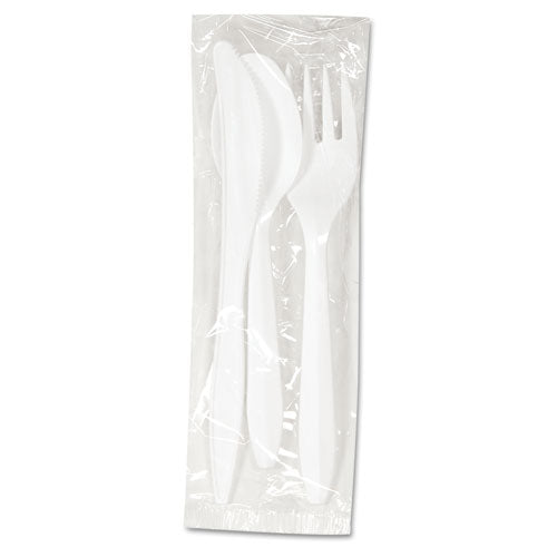 Three-piece Cutlery Kit, Fork-knife-teaspoon, Polypropylene, White, 250-carton