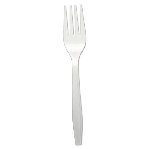 Heavyweight Polypropylene Cutlery, Fork, White, 1000-carton