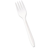 Mediumweight Polypropylene Cutlery, Fork, White, 1000-carton