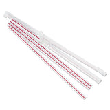 Wrapped Jumbo Straws, 7 3-4", Plastic, Red W-white Stripe, 400-pack, 25 Packs-ct