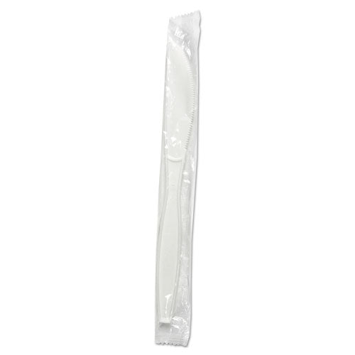 Heavyweight Wrapped Polypropylene Cutlery, Knife, White, 1,000-carton