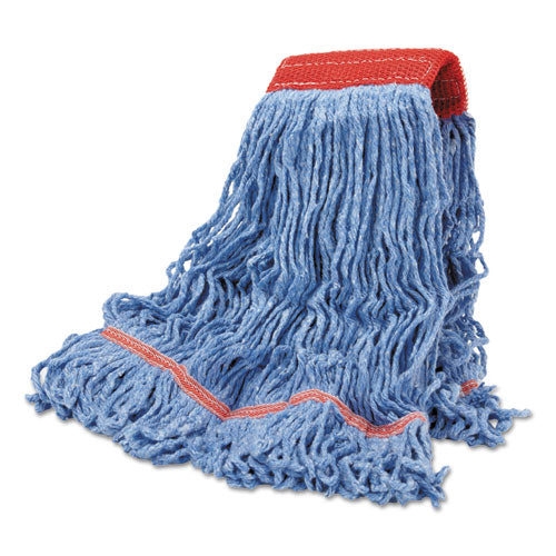 Cotton Mop Heads, Cotton-synthetic, Large, Looped End, Wideband, Blue, 12-ct