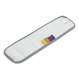 Microfiber Mop Head, Blue, 18 X 5, Split Microfiber, Hook And Loop Back, Dozen