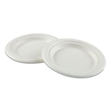 Bagasse Molded Fiber Dinnerware, Plate, 10" Diameter, White, 500-carton