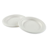 Bagasse Molded Fiber Dinnerware, Plate, 6" Diameter, White, 1,000-carton