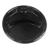 Hi-impact Plastic Dinnerware, Plate, 10" Dia., 3 Compartments, Black, 500-carton