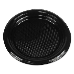 Hi-impact Plastic Dinnerware, Plate, 6" Diameter, Black, 1000-carton