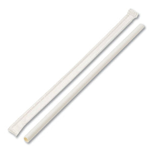 Individually Wrapped Paper Straws, 7 3-4" X 1-4", White, 3200-carton