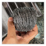 Stainless Steel Scrubber, 3.93 X 1.96, Silver, 72-carton