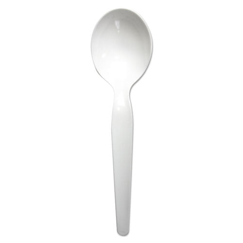 Heavyweight Polystyrene Cutlery, Soup Spoon, White, 1000-carton