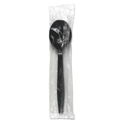 Heavyweight Wrapped Polypropylene Cutlery, Soup Spoon, Black, 1,000-carton