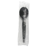 Heavyweight Wrapped Polystyrene Cutlery, Soup Spoon, Black, 1,000-carton