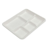 Bagasse Pfas-free Food Tray, 5-compartment, 8.26 X 0.98 X 10.9, White, Bamboo/sugarcane, 500/carton